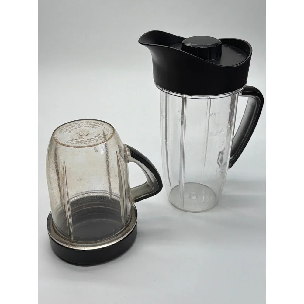 NutriBullet Replacement Pitcher and Cup Set Clear Plastic with Black Handles